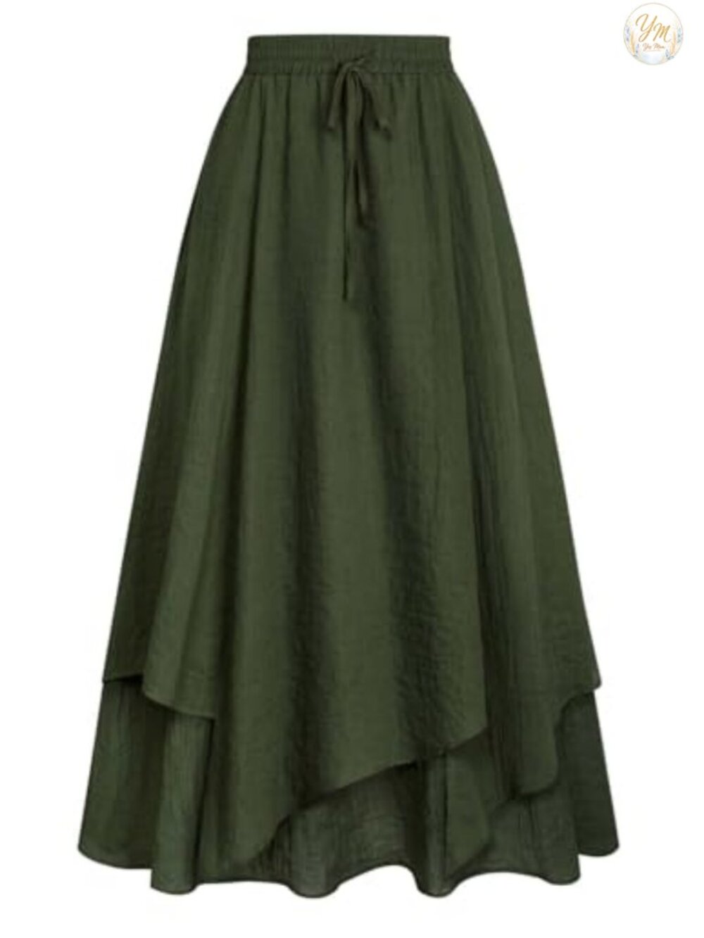 Renaissance Double Layered A-Line Maxi Skirt High Low Hem Pockets